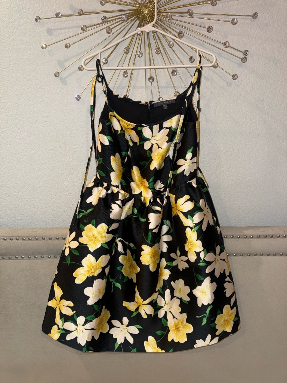 Baby doll black/ floral fit and flare dress